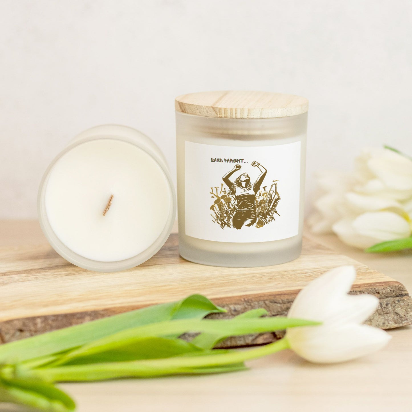 "Band Parent" Candle Frosted Glass (Hand Poured 11 oz)