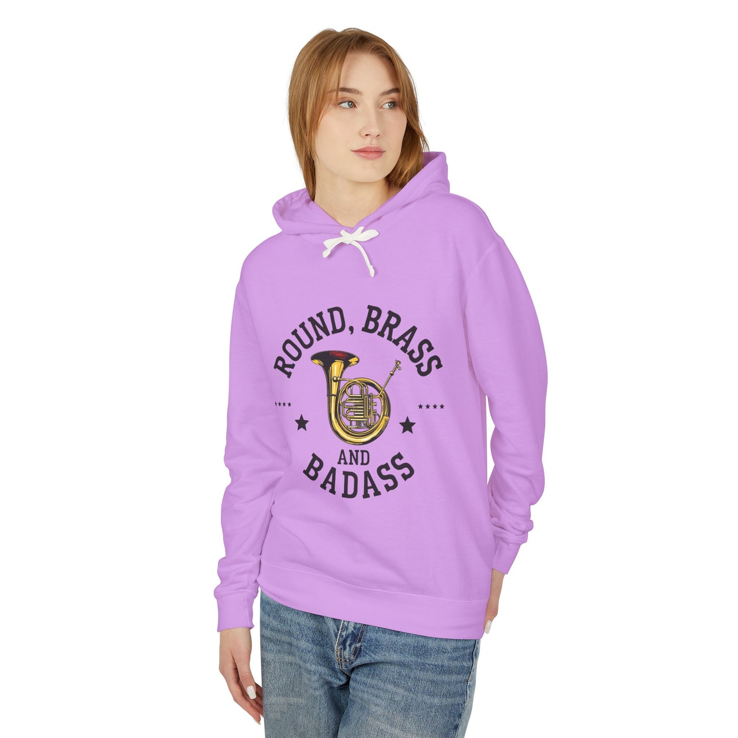 "French Horn" Round, Brass and Badass Unisex Lightweight Hoodie