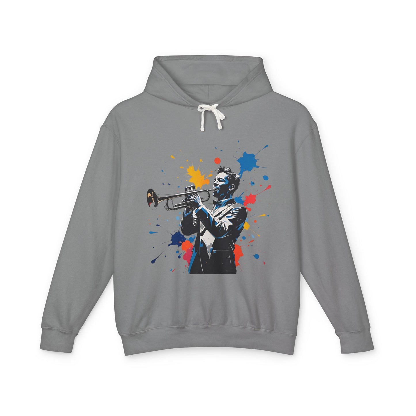 Jazz-Inspired "Trumpet" Splash Paint Unisex Lightweight Hoodie