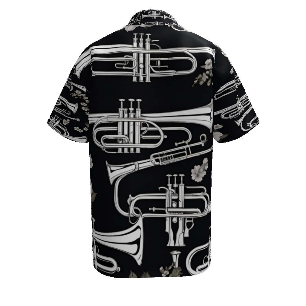 "Trumpet and Flower" All-Over Print Men's Hawaiian Shirt