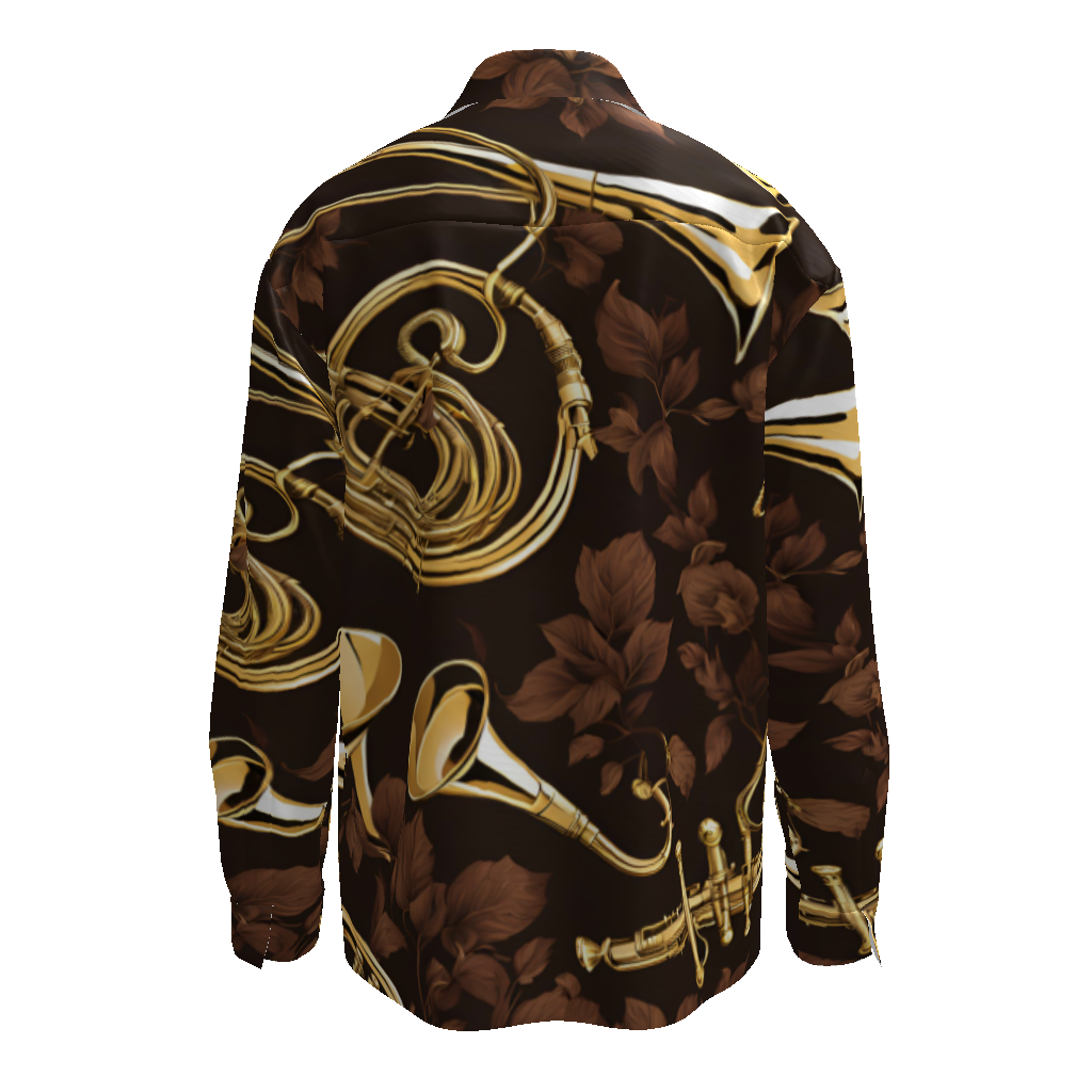 "Gold Brass and Flower" All-Over Print Men's Classic Long Sleeve Shirt