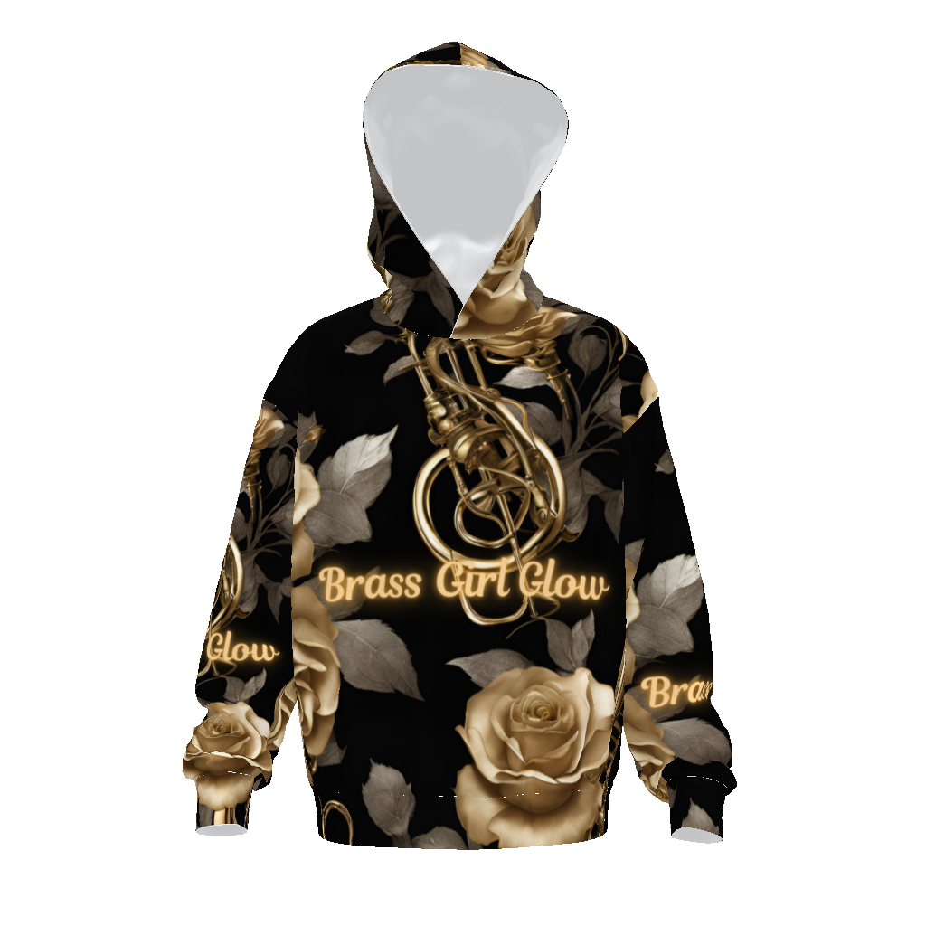 "Brass Girl Glow" Street-wear All-Over Print Unisex Drop Shoulder Over-sized Hoodie