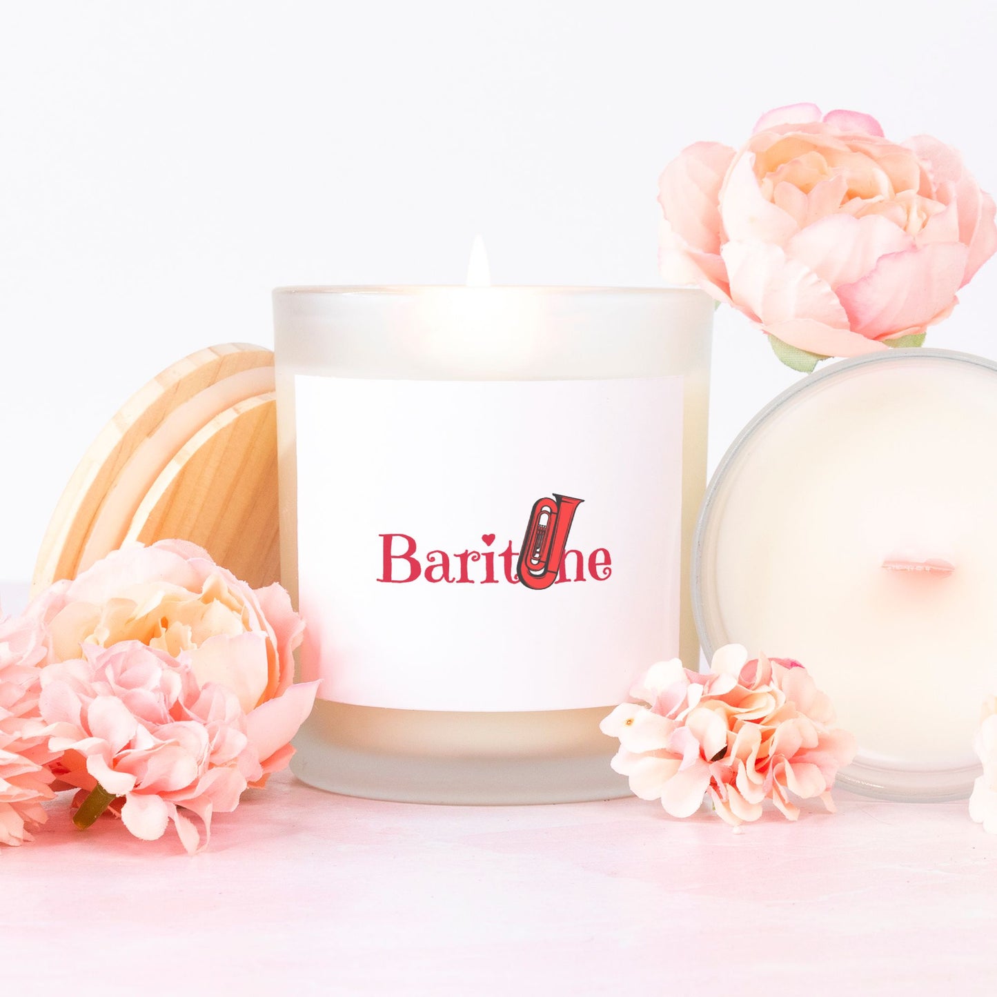 "Baritone" Candle Frosted (Pink Wick) Glass