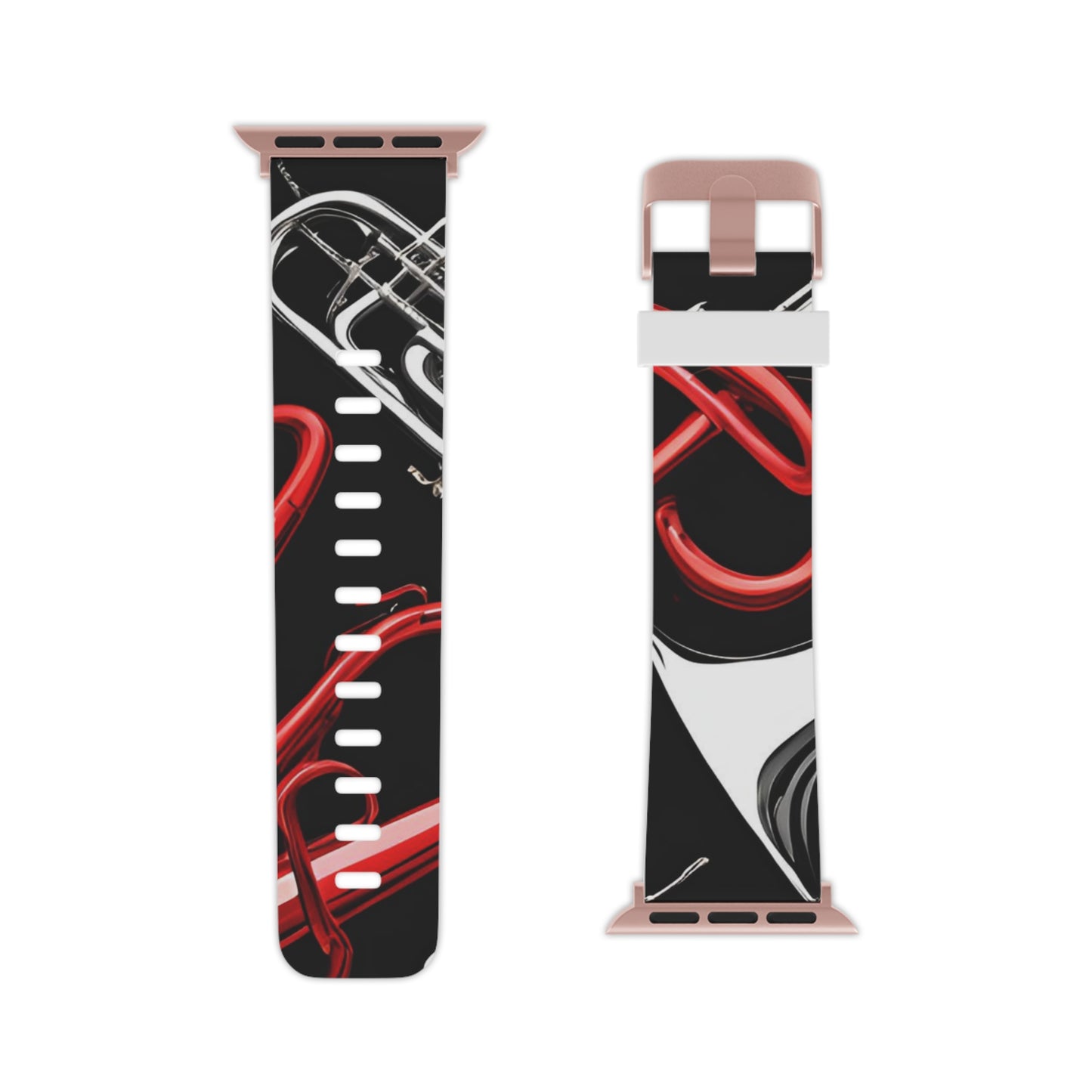 "Red and Silver Brass" Watch Band for Apple Watch