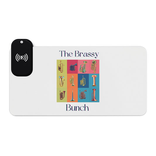 "Brassy Bunch" LED Gaming Mouse Pad, Wireless Charging