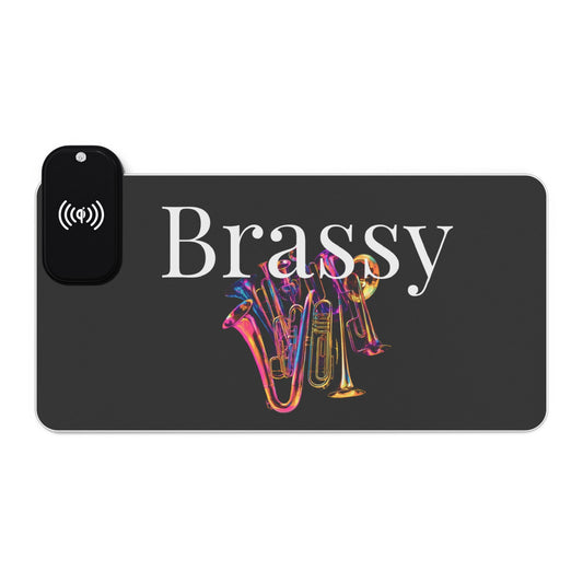 "Brassy" LED Gaming Mouse Pad, Wireless Charging