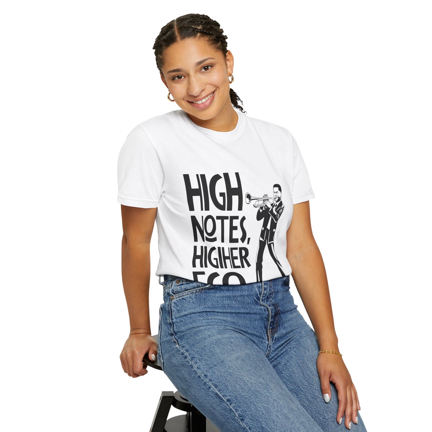 "High Notes, Higher Ego" Unisex Garment-Dyed T-Shirt