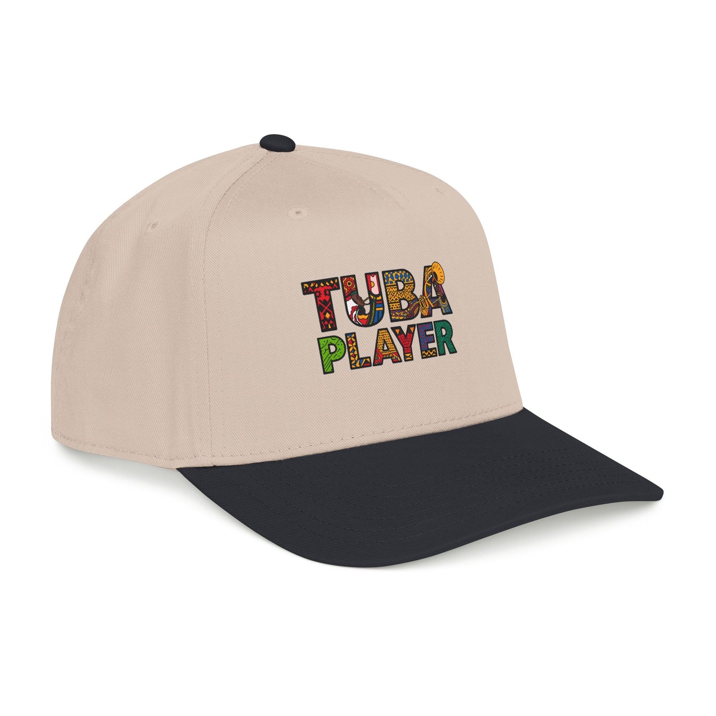 Tuba Player Baseball Cap — Colorful Retro Band Embroidered Hat