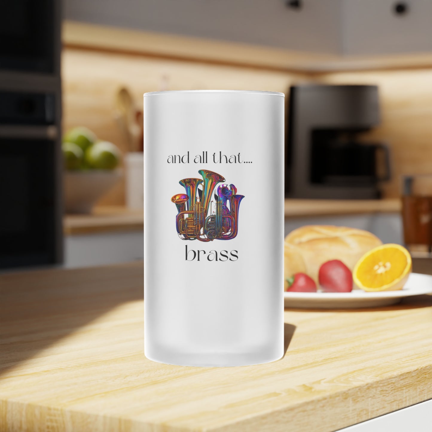 "All That Brass" Frosted Glass Beer Mug