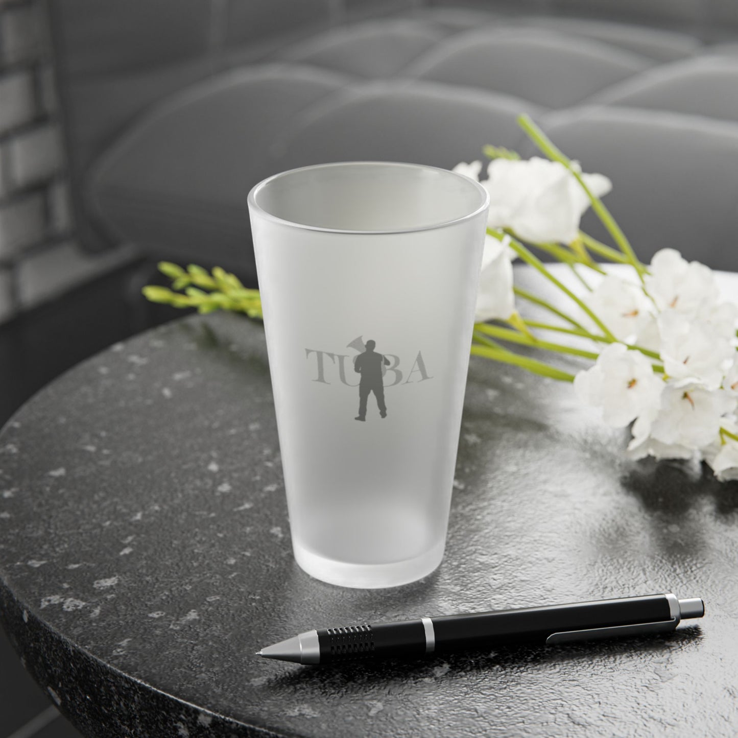 "Tuba" Frosted Pint Glass, 16oz