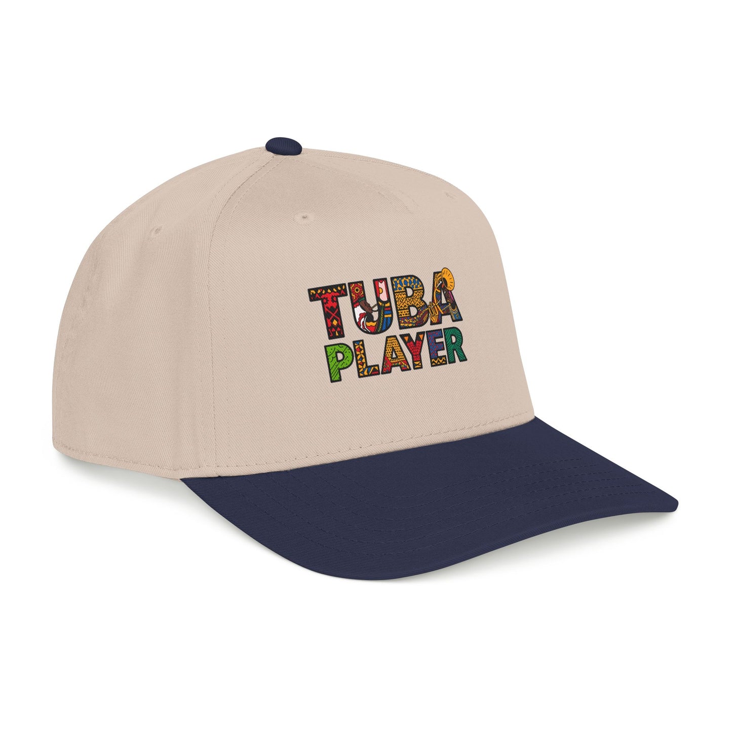 Tuba Player Baseball Cap — Colorful Retro Band Embroidered Hat