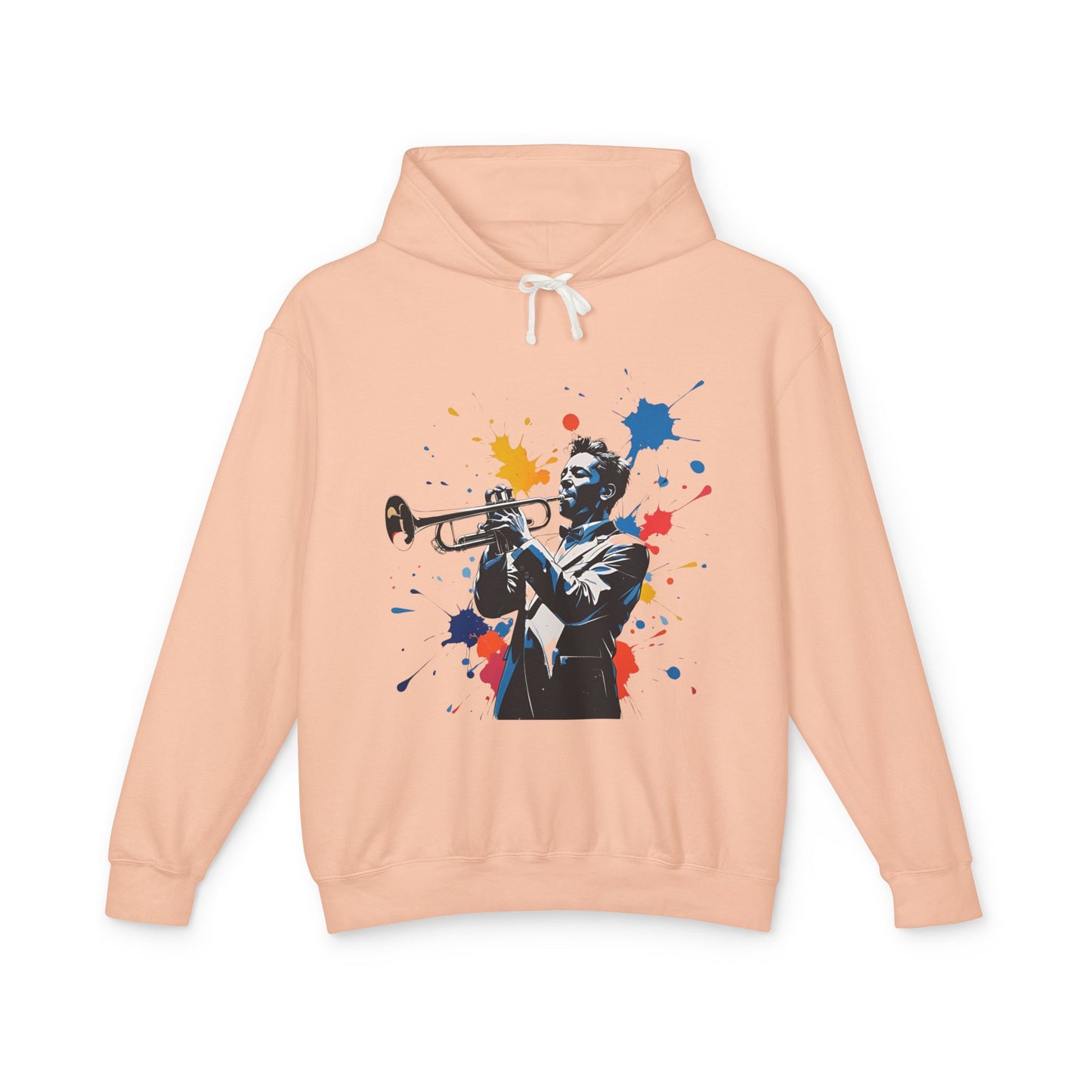 Jazz-Inspired "Trumpet" Splash Paint Unisex Lightweight Hoodie