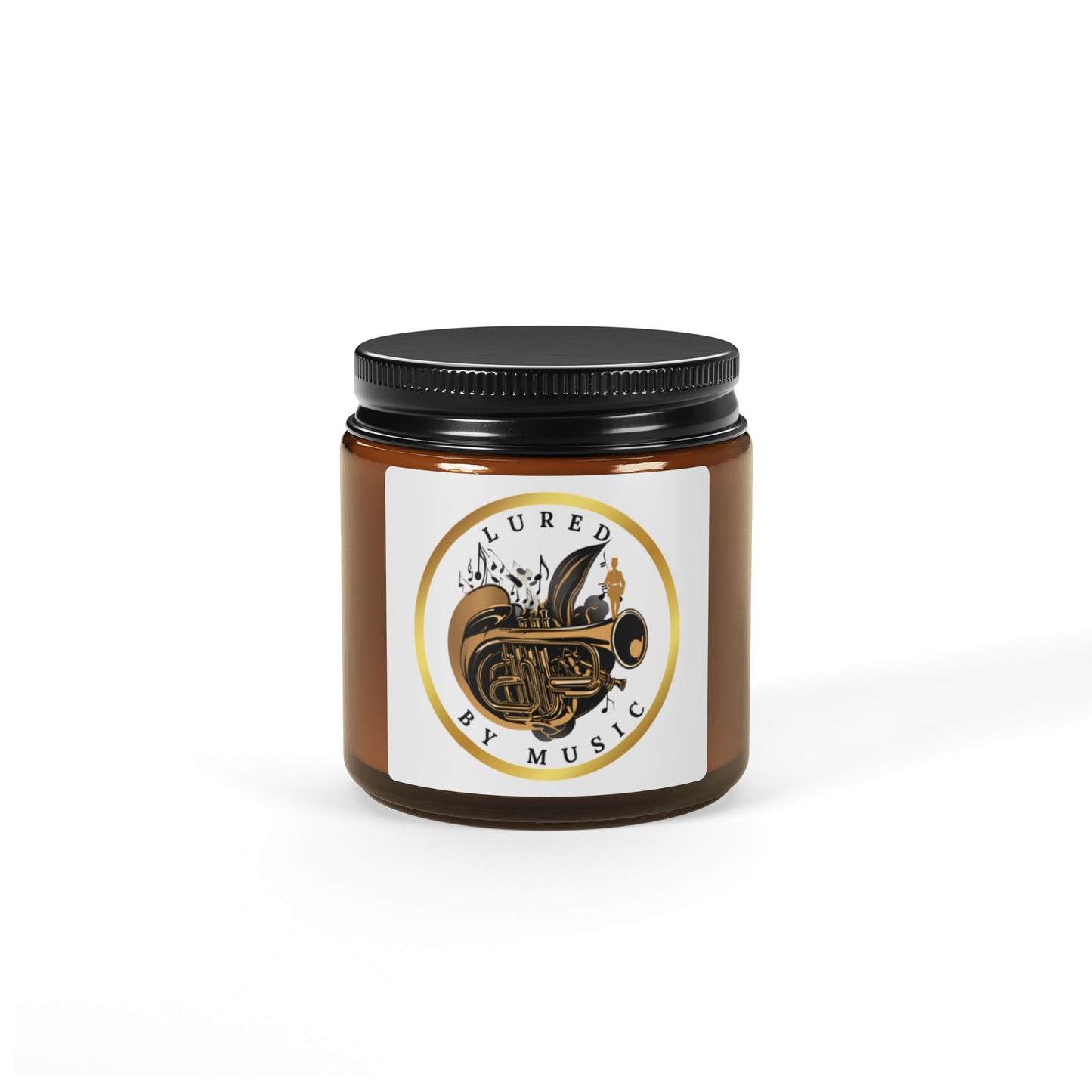 "Lured By Music" Scented Soy Candle (Multi-Size, Amber Jar)