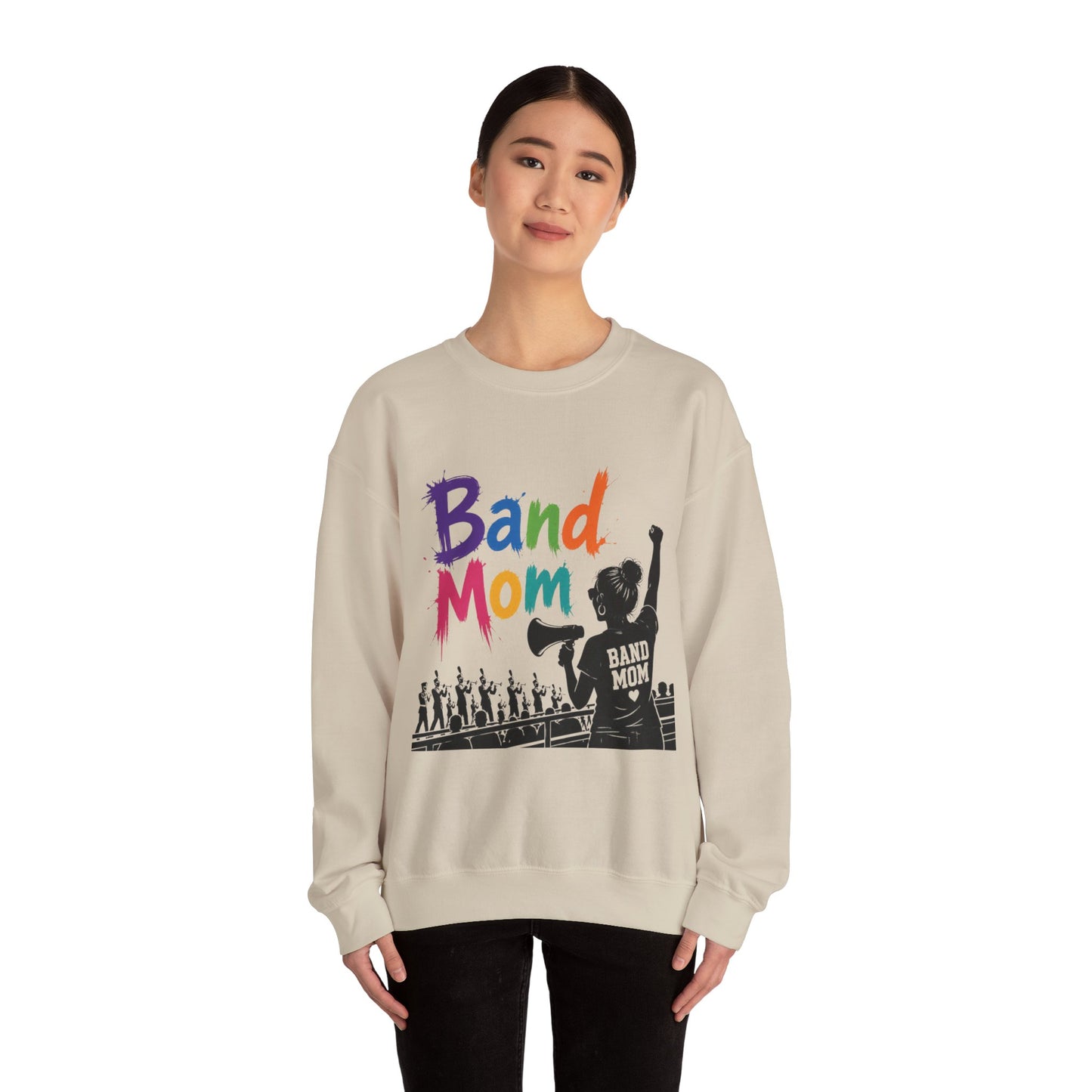 Colorful Band Mom Crew-Neck Sweatshirt