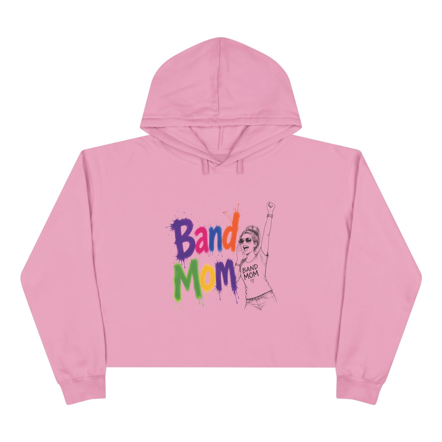 Colorful "Band Mom" Cropped Pullover Hoodie