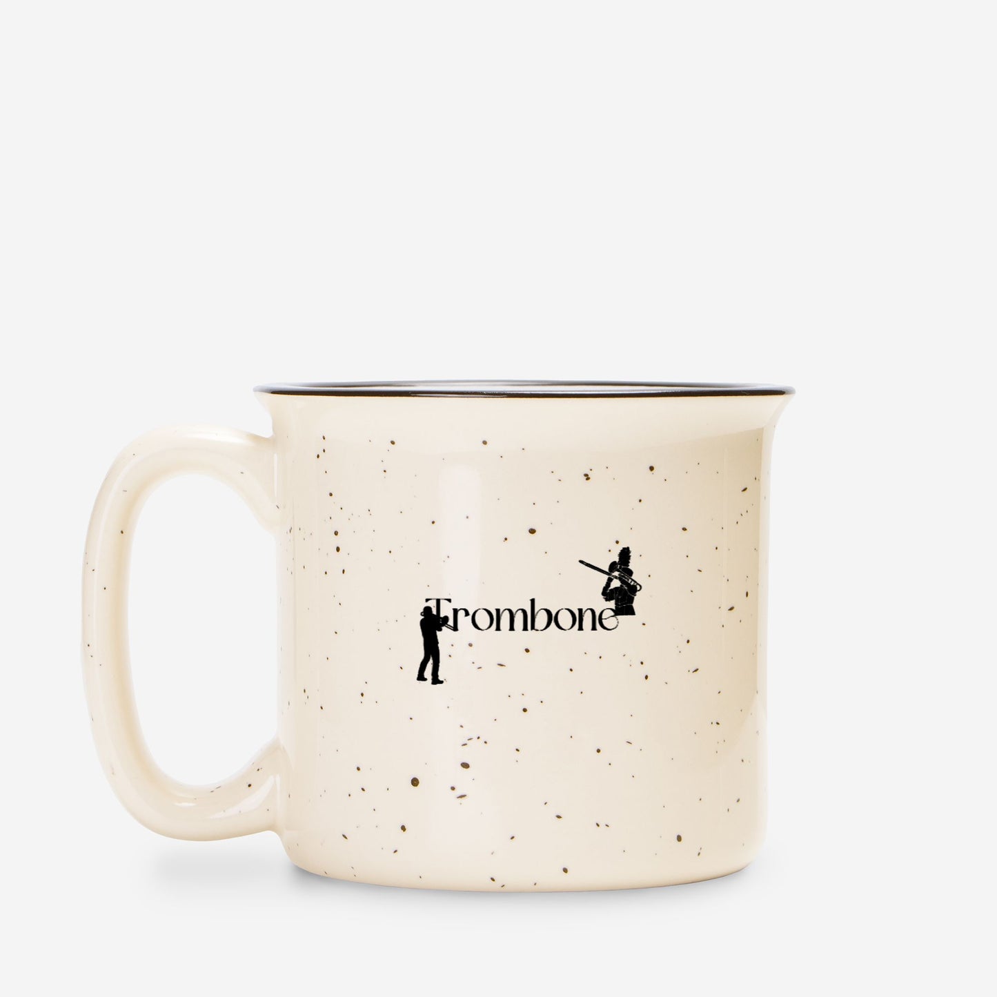 "Trombone" Ceramic Camp Mug Speckled Cream 13 oz