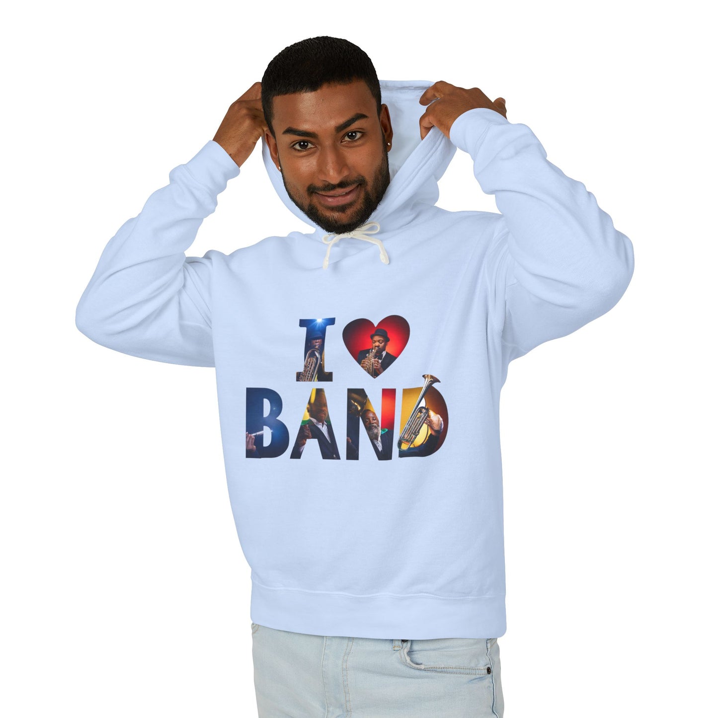 I Love Band Unisex Lightweight Hooded Sweatshirt