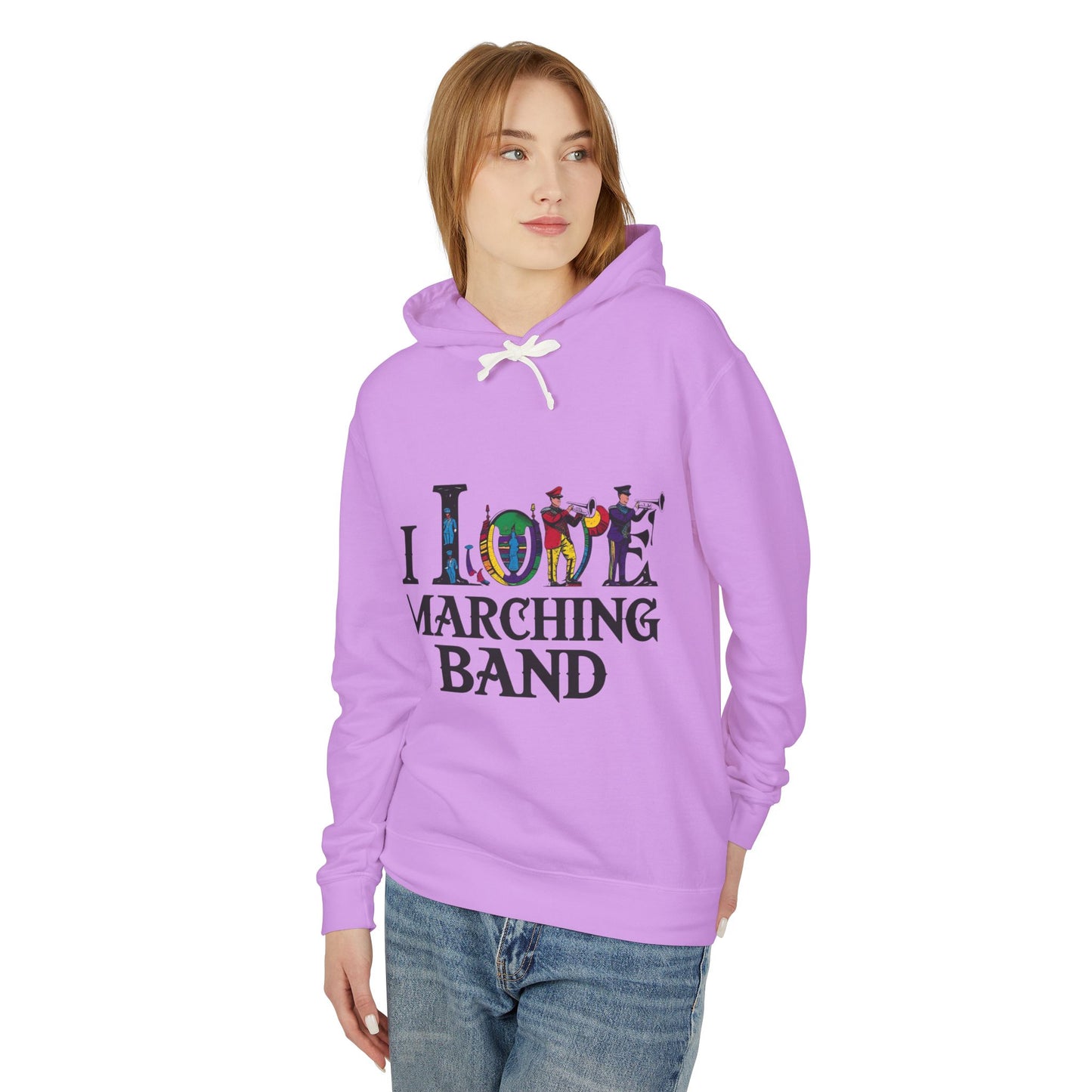 "I Love Marching Band" Unisex Lightweight Hoodie