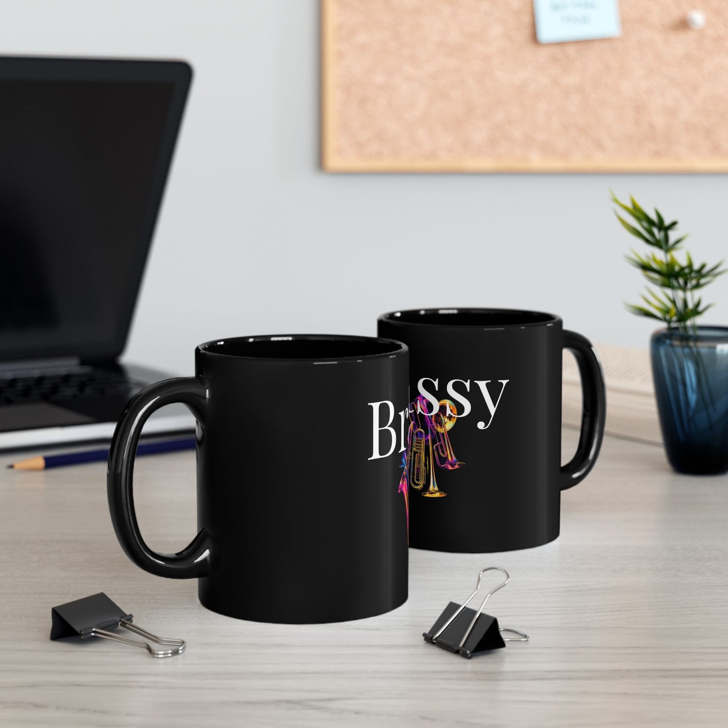 "Brassy" Black Mug (11oz, 15oz)