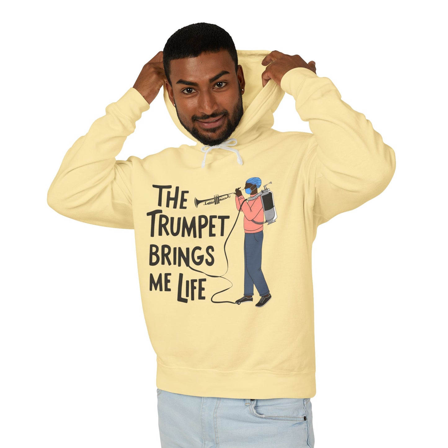 The "Trumpet Brings Me Life"  Unisex Lightweight Hooded Sweatshirt