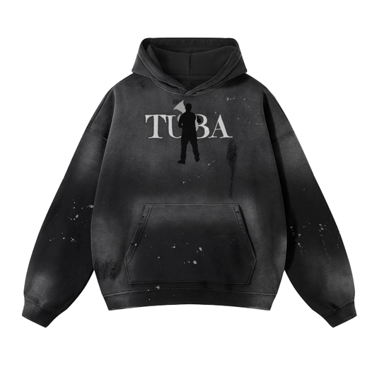 Unisex "Tuba" Vintage Wash Frayed Fleece Hoodie