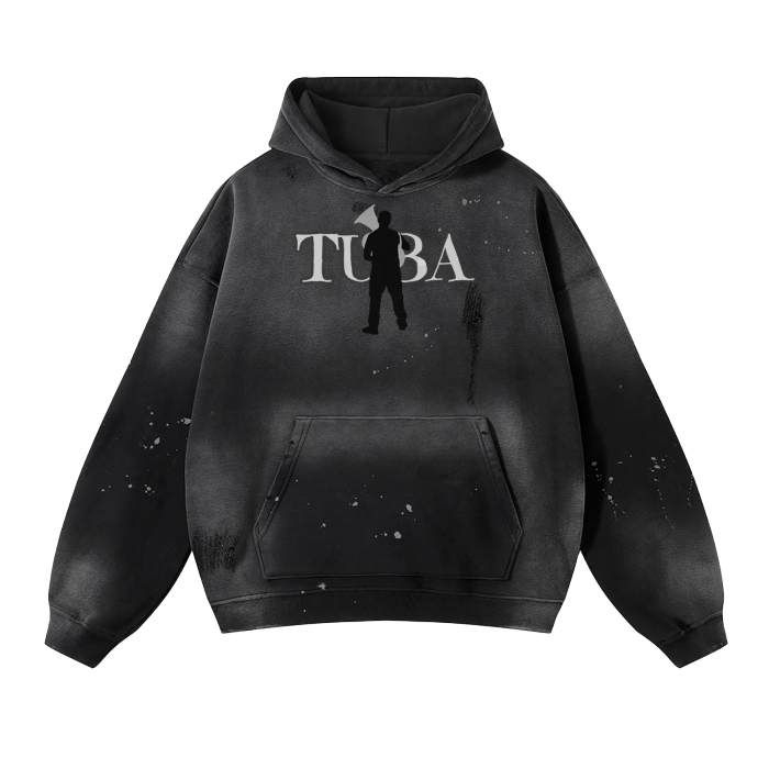 Unisex "Tuba" Vintage Wash Frayed Fleece Hoodie