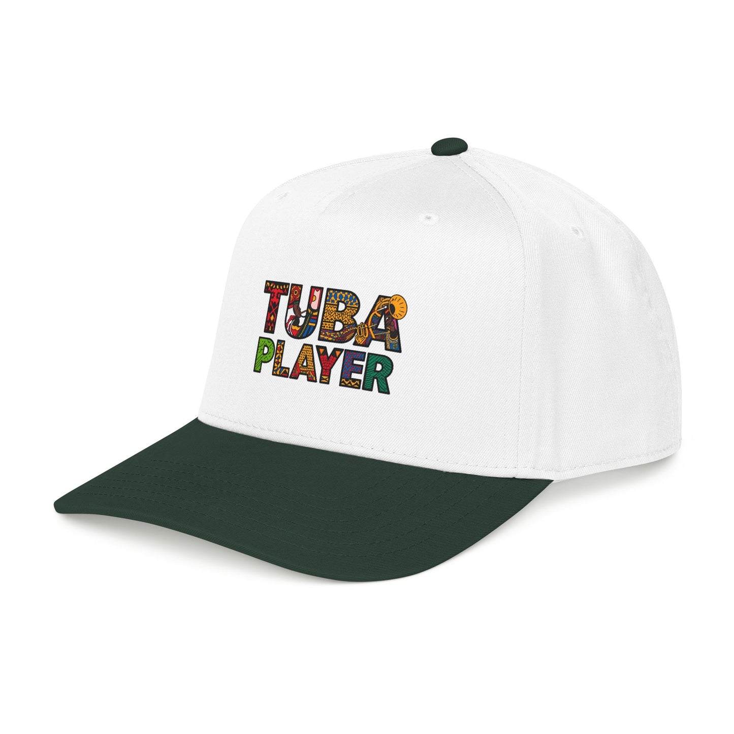Tuba Player Baseball Cap — Colorful Retro Band Embroidered Hat