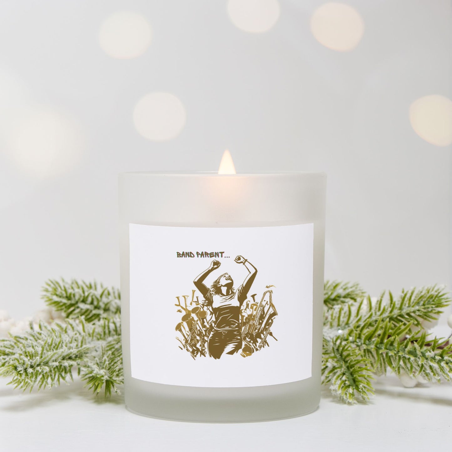 "Band Parent" Candle Frosted Glass (Hand Poured 11 oz)