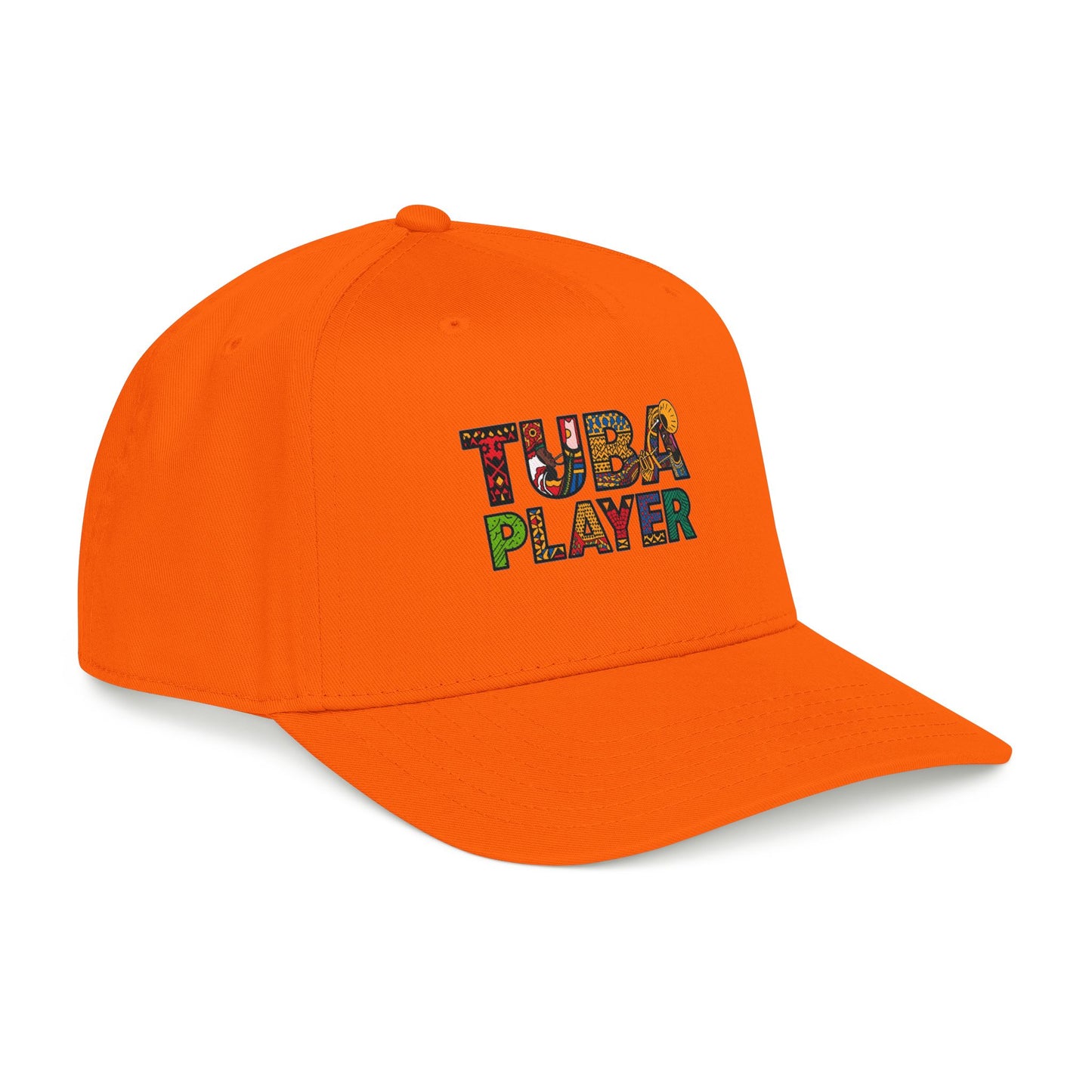Tuba Player Baseball Cap — Colorful Retro Band Embroidered Hat