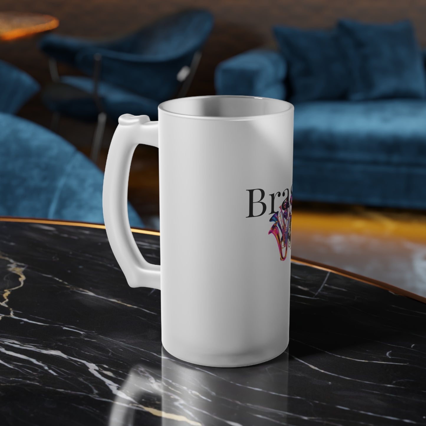 "Brassy" Frosted Glass Beer Mug