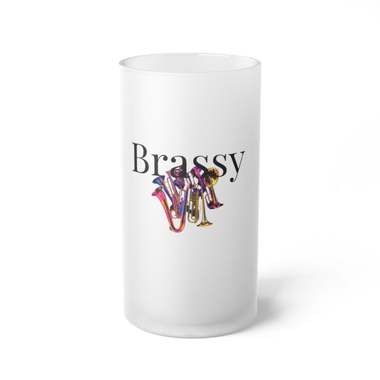 "Brassy" Frosted Glass Beer Mug