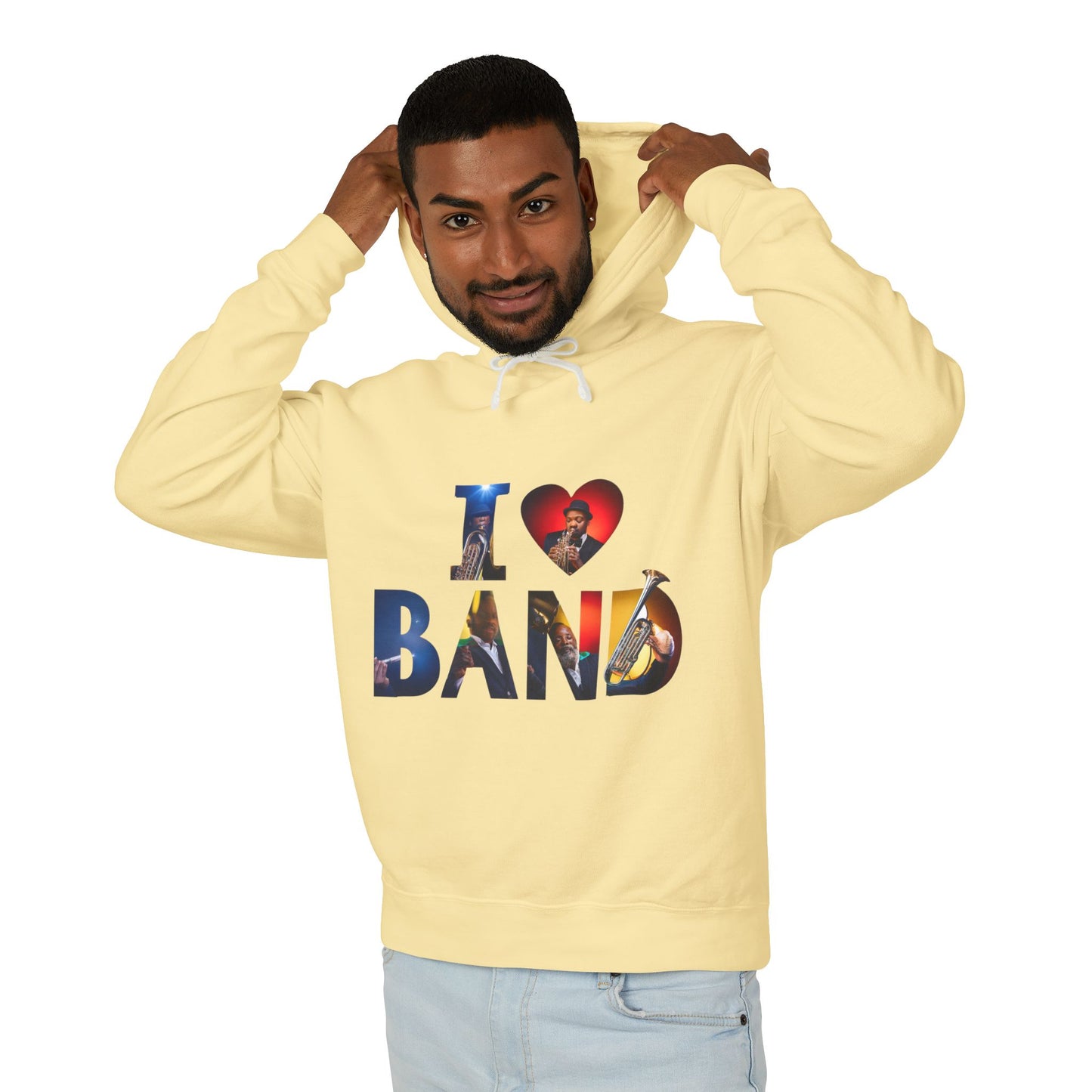 I Love Band Unisex Lightweight Hooded Sweatshirt