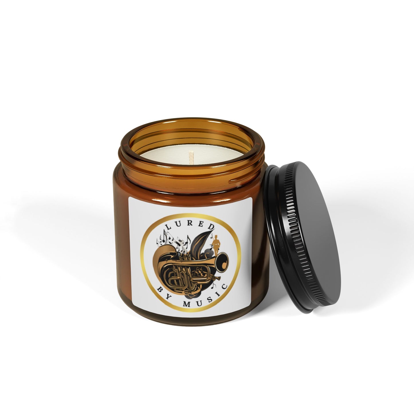 "Lured By Music" Scented Soy Candle (Multi-Size, Amber Jar)