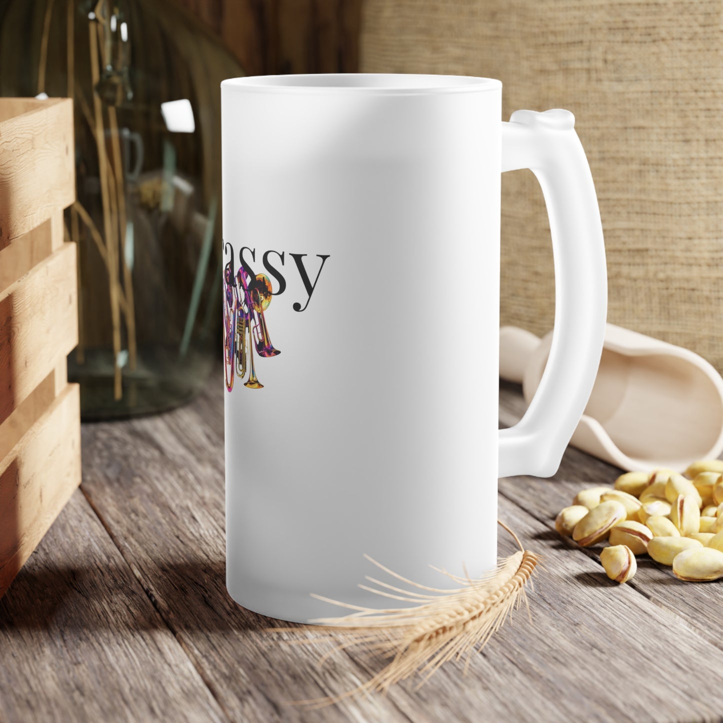 "Brassy" Frosted Glass Beer Mug