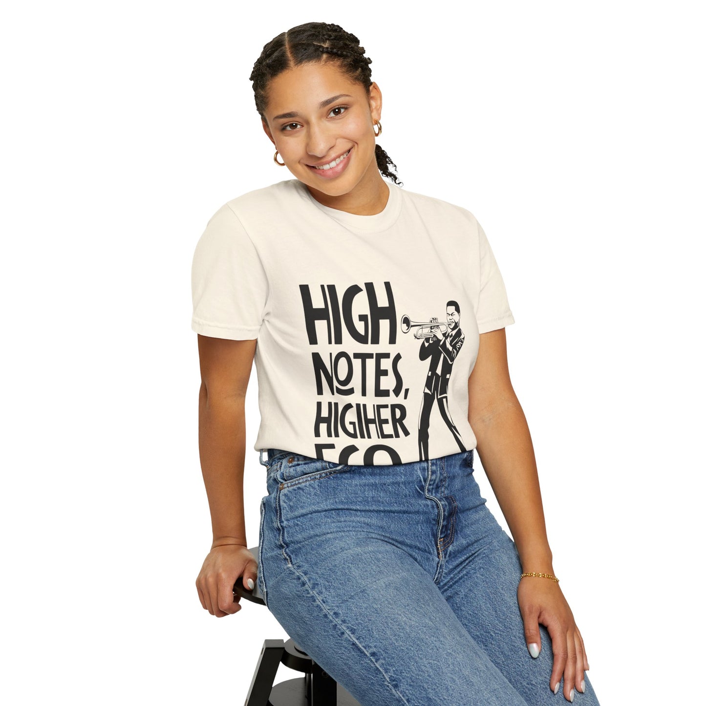 "High Notes, Higher Ego" Unisex Garment-Dyed T-Shirt