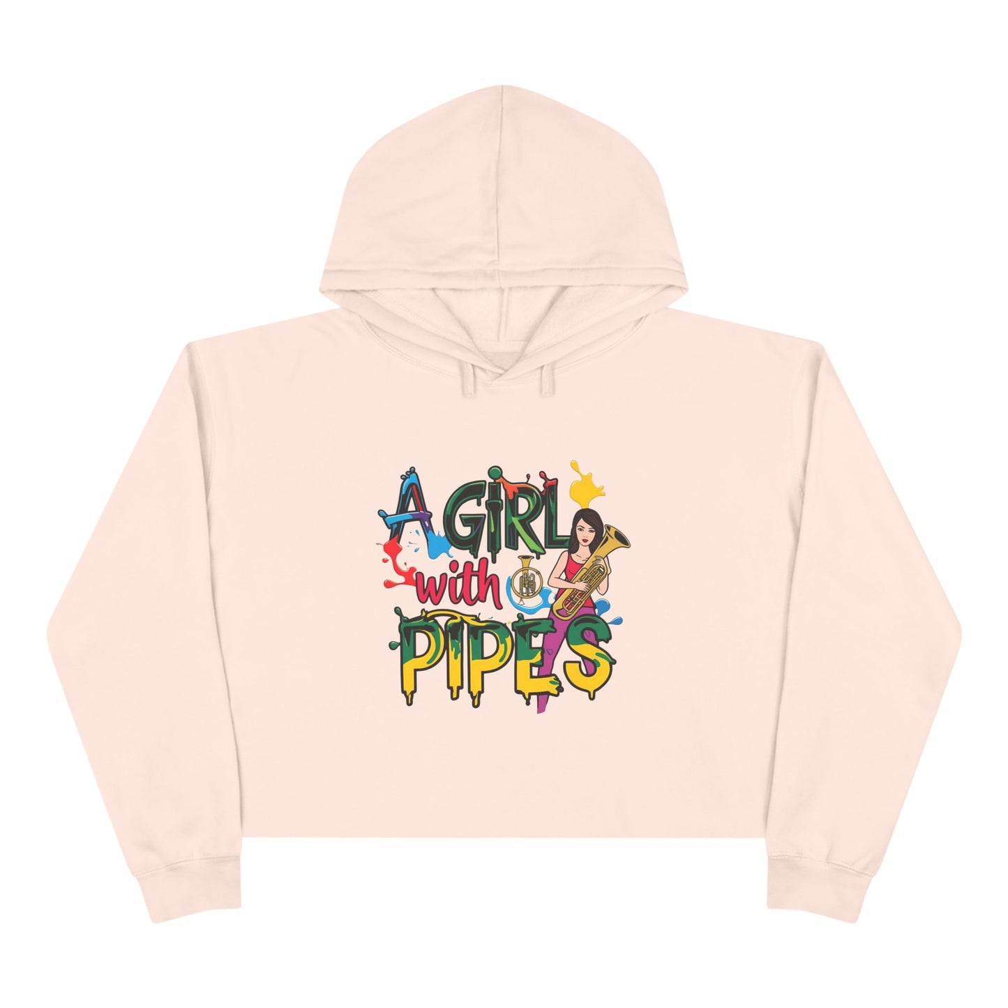 "A Girl with Pipes" Crop Hoodie