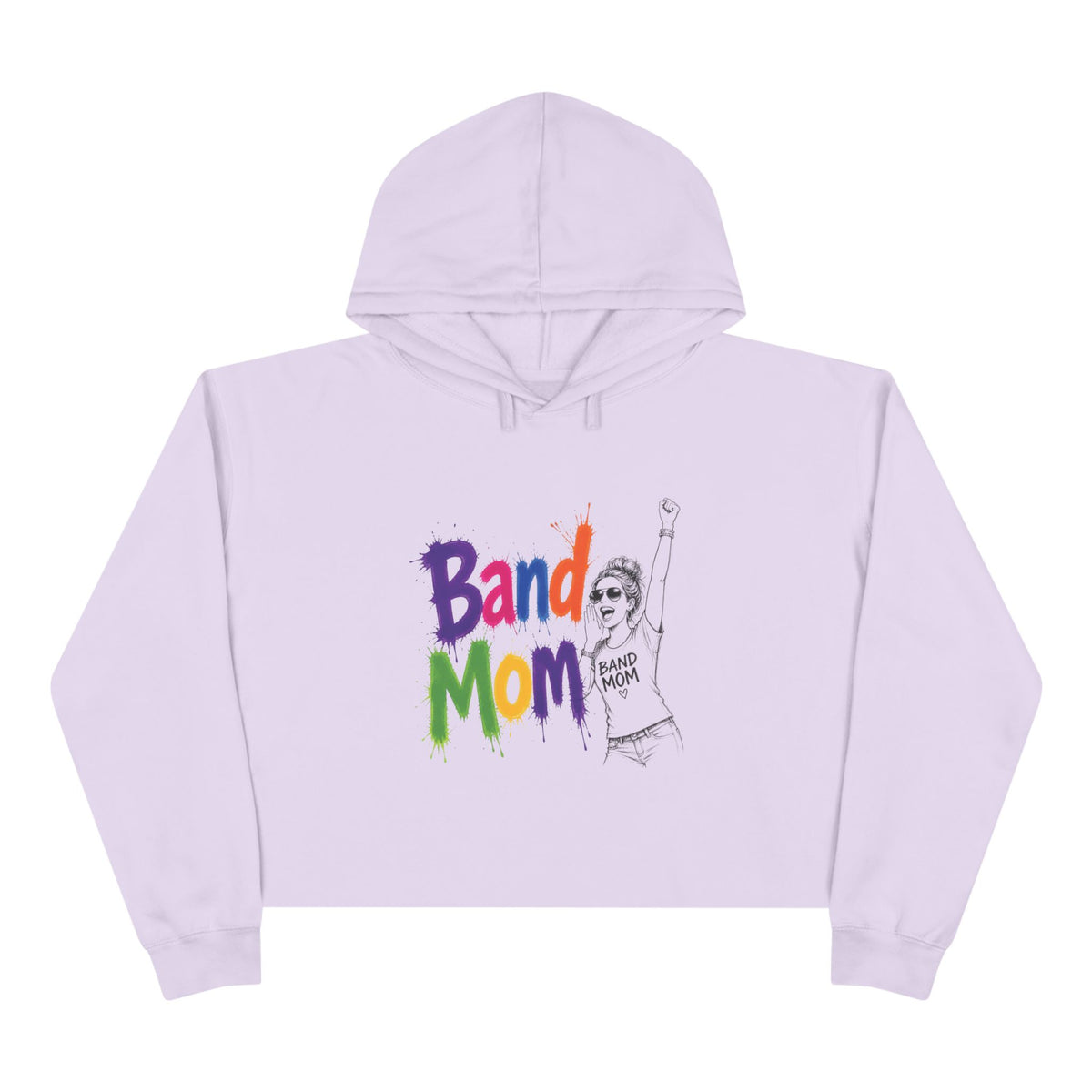 Colorful "Band Mom" Cropped Pullover Hoodie