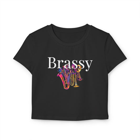 Black "Brassy" Women's Baby Tee