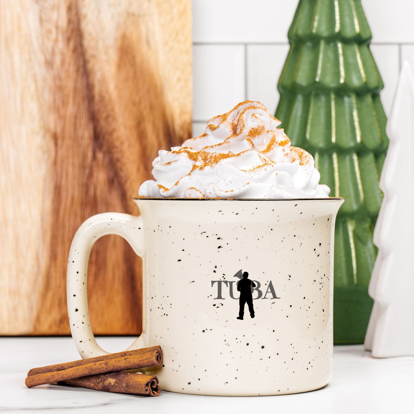 "Tuba" Ceramic Camp Mug Speckled Cream 13 oz