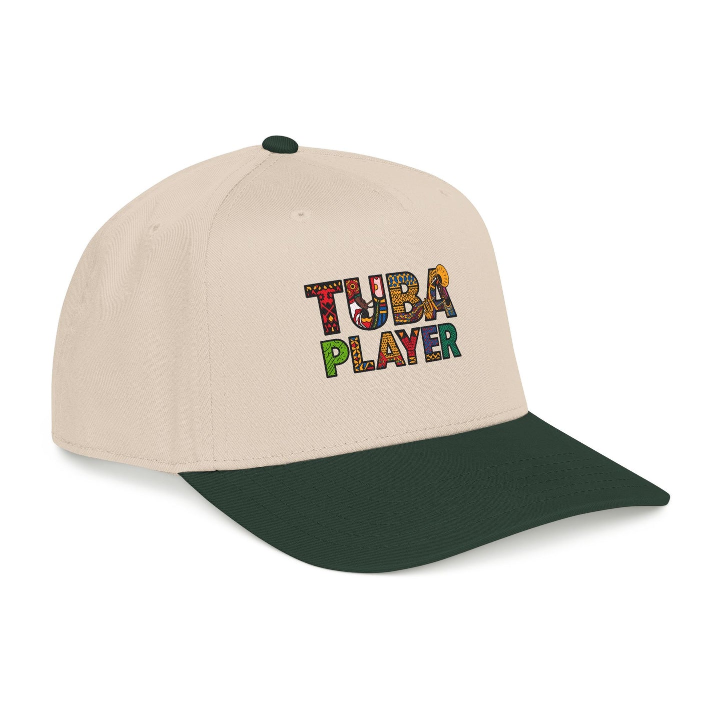 Tuba Player Baseball Cap — Colorful Retro Band Embroidered Hat
