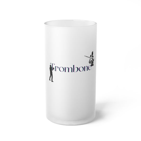 "Trombone" Frosted Glass Beer Mug