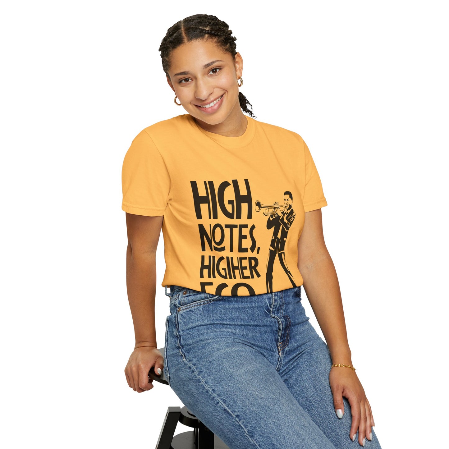 "High Notes, Higher Ego" Unisex Garment-Dyed T-Shirt
