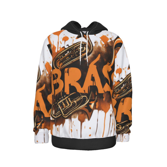 Men's Orange and Black "Brass" Splash Paint Pullover Hoodie