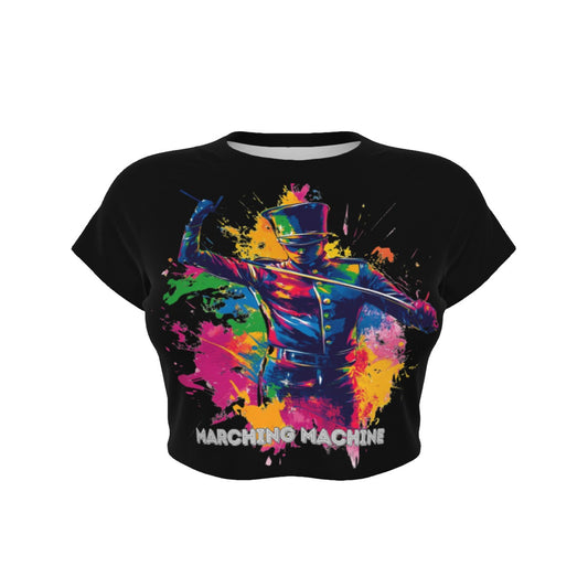 Women's "Marching Machine" Raglan Cropped T-shirt