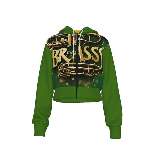 "I love Brass" Women's Crop Top Hoodie With Zipper Closure