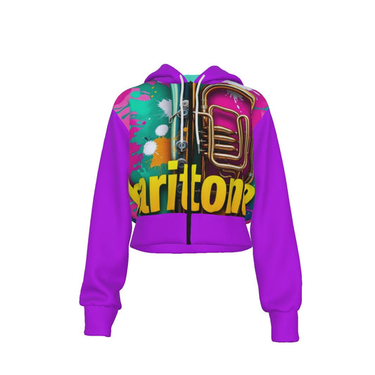 "Baritone" Women's Crop Top Hoodie With Zipper Closure