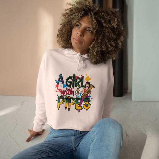 "A Girl with Pipes" Crop Hoodie