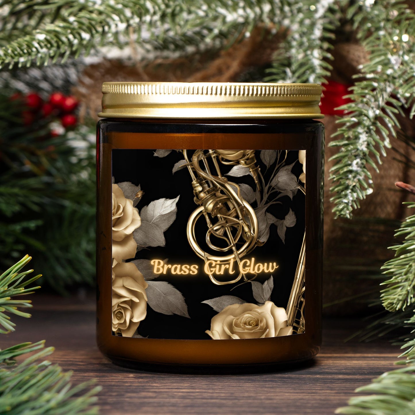 "Brass Girl Glow" Candle Amber Jar 9 oz