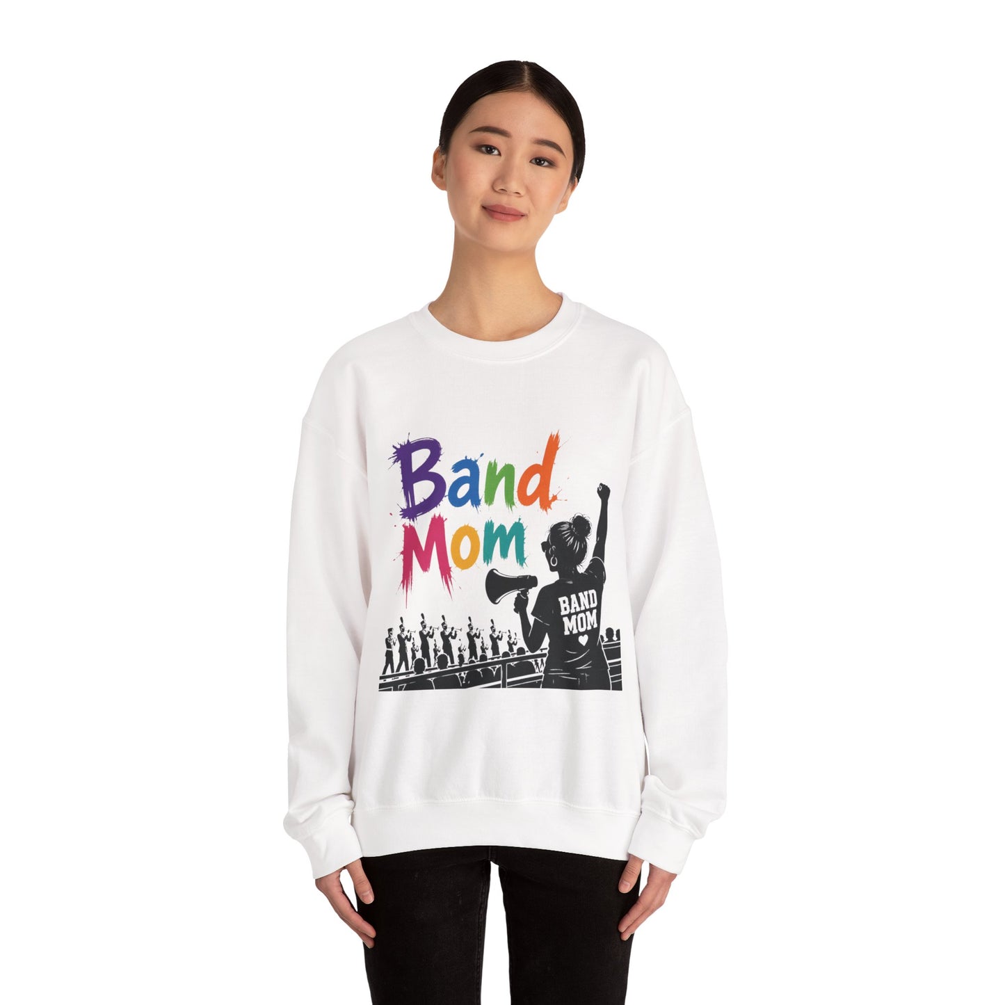 Colorful Band Mom Crew-Neck Sweatshirt