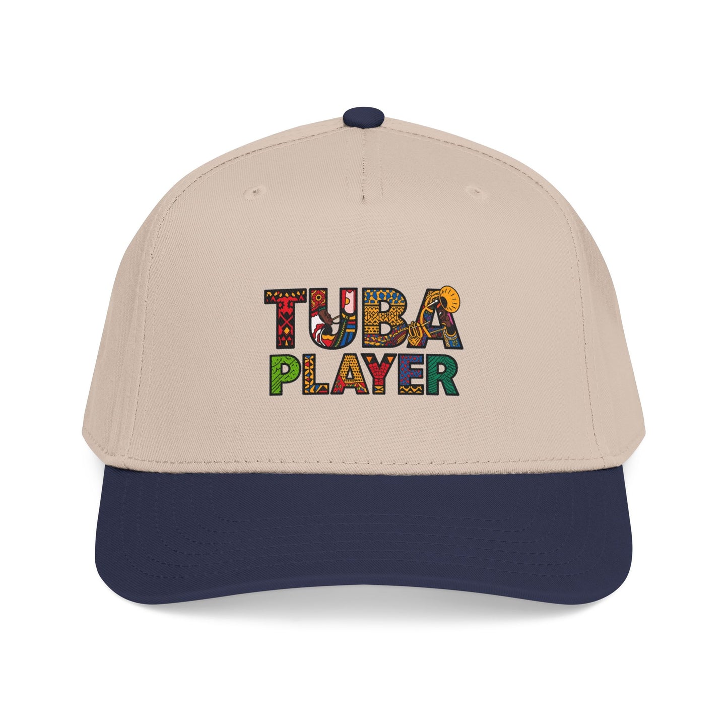 Tuba Player Baseball Cap — Colorful Retro Band Embroidered Hat